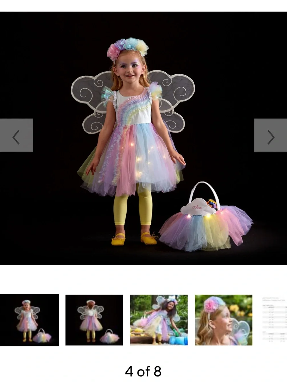 Pottery barn kids rainbow fairy costume light up 4-6